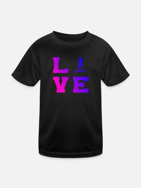 Women's Standup Paddleboard Standup Paddle Stand up - Kids Functional T-Shirt - black - Front