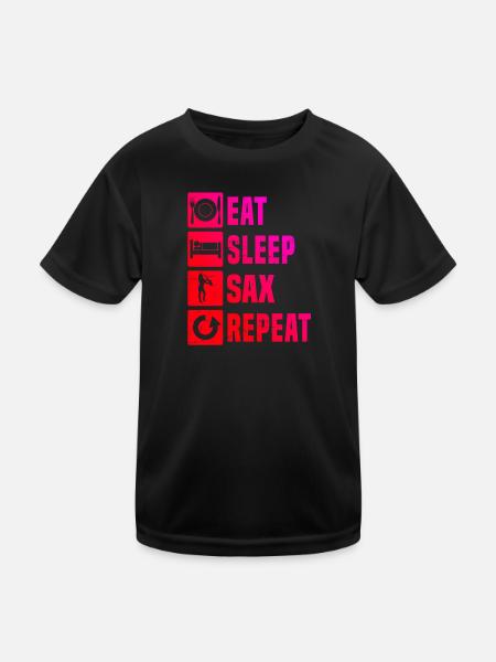 Saxophonist Saxophonistin Saxophon Saxofon - Kinder Funktions-T-Shirt - Schwarz - Vorne