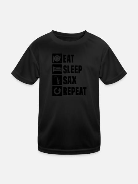 Herren Saxophonistin Damen Saxophon Saxophonist - Kinder Funktions-T-Shirt - Schwarz - Vorne