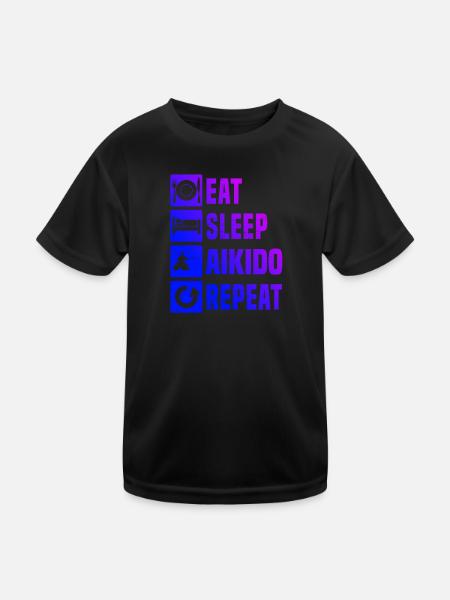 Women's Aikidoka Men's Aikido Martial Arts Martial Arts Martial Arts - Kids Functional T-Shirt - black - Front