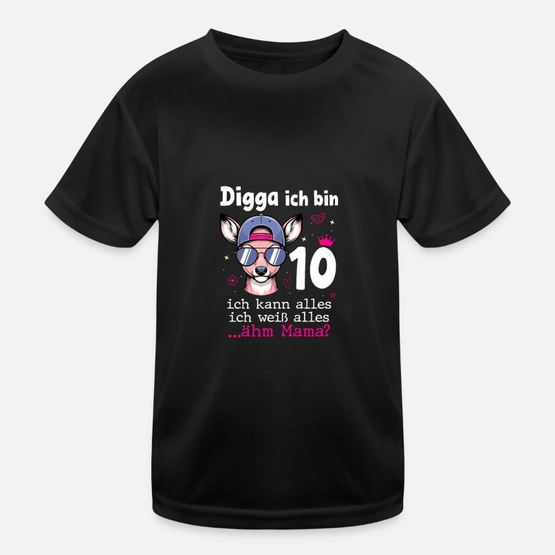 Digga Ich Bin 10 Kindergeburtstag Mädchen - Kinder Funktions-T-Shirt - Schwarz