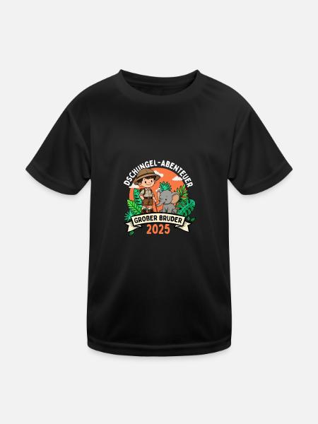 Großer Bruder 2024 Dschungel Geschwister - Kinder Funktions-T-Shirt - Schwarz - Vorne