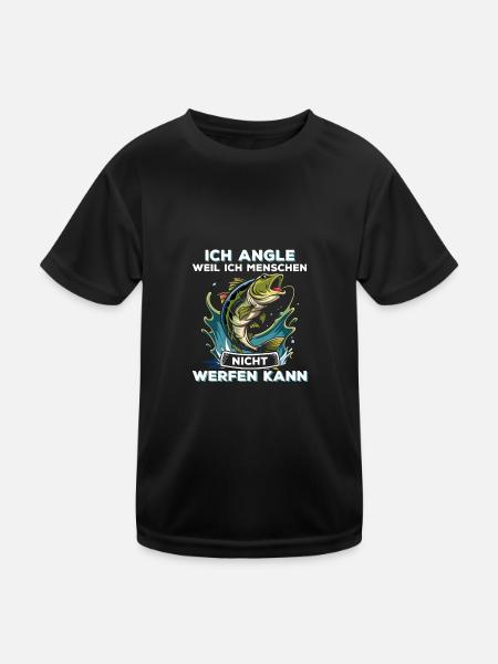 Ich Angle Weil Ich Menschen Nicht Werfen Kann - Kinder Funktions-T-Shirt - Schwarz - Vorne
