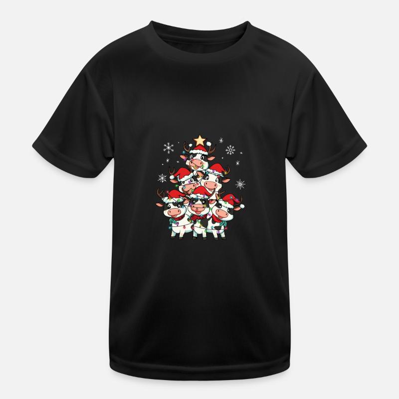 Kuh Weihnachten Weihnachtsmann Kinder Funktions-T-Shirt