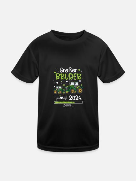 Ich Werde Großer Bruder 2024 Traktor - Kinder Funktions-T-Shirt - Schwarz - Vorne