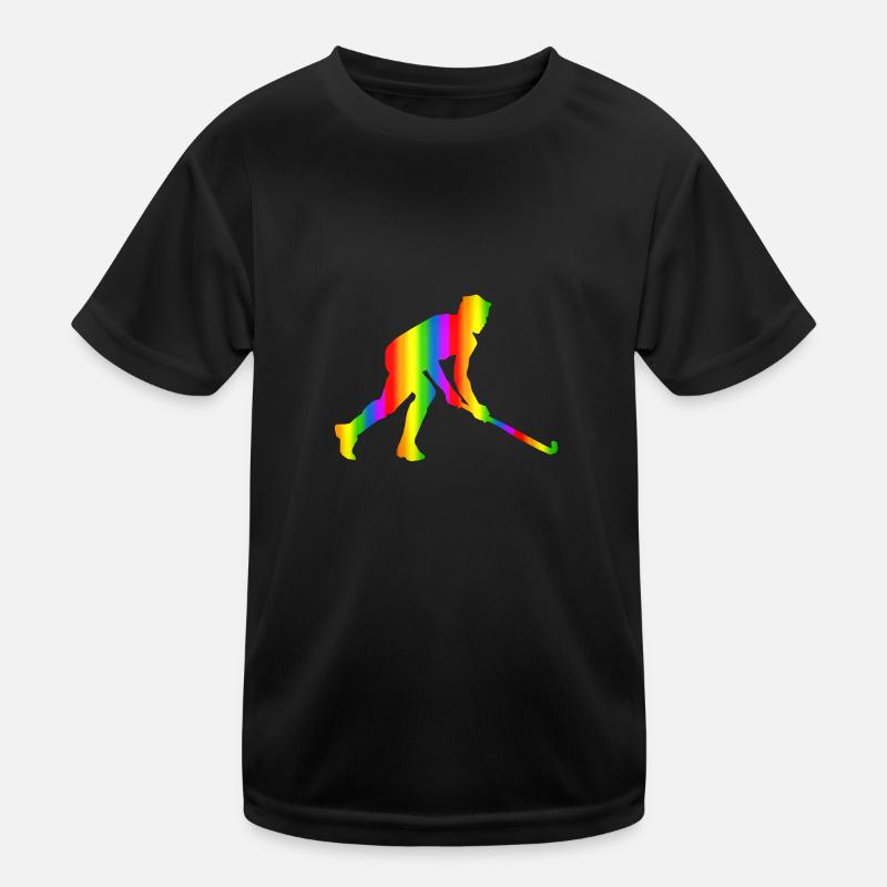 Bunter Unihockey Regenbogen Kinder Funktions-T-Shirt