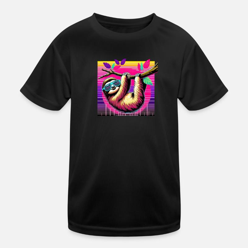 Farbenfrohe Illustration eines stilvollen Faultiers Kinder Funktions-T-Shirt