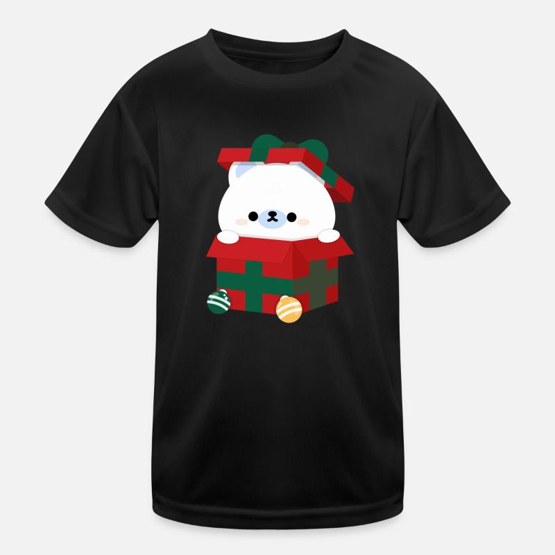 Polar Bear Christmas Present Kids Functional T-Shirt
