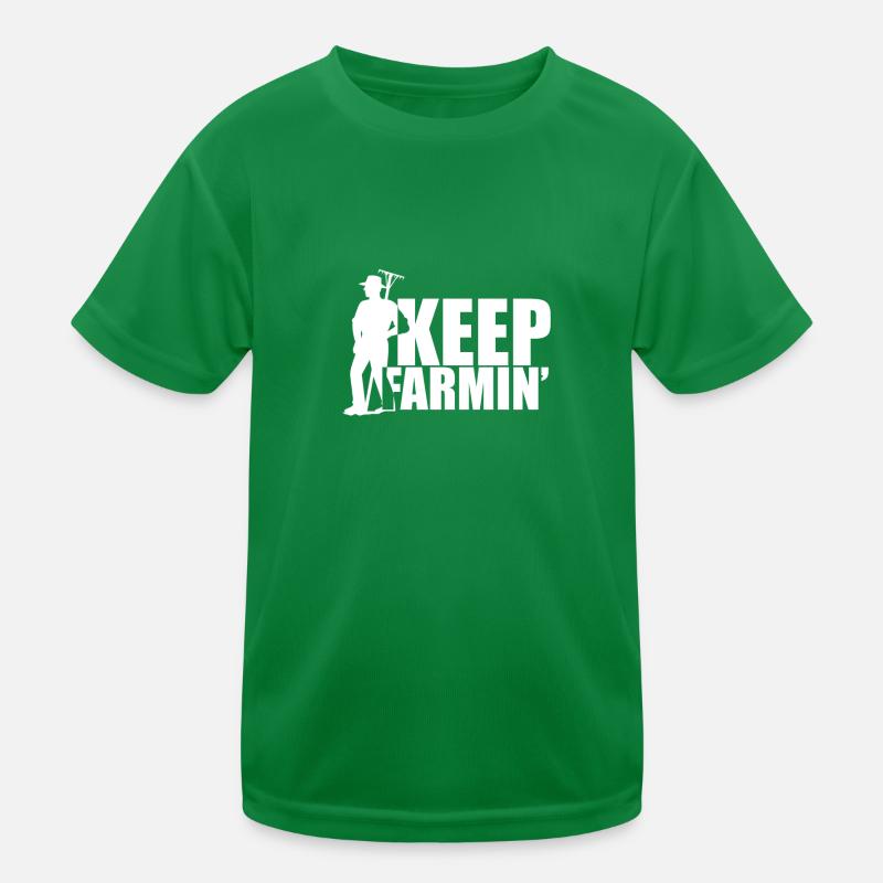 Keep farmin with rake - Bauer mit Harke Kinder Funktions-T-Shirt