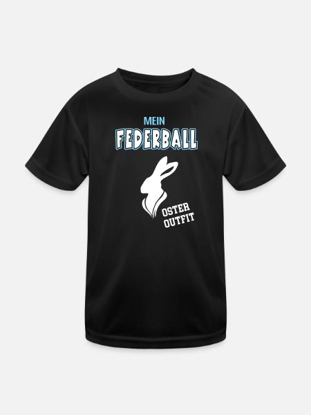 Federball Oster Outfit Ostergeschenk Federballer - Kinder Funktions-T-Shirt - Schwarz - Vorne