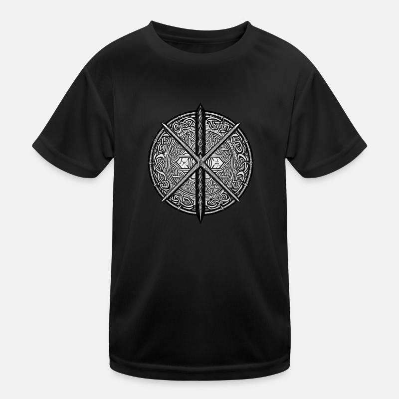 Nordic symbol in white - Kids Functional T-Shirt - black
