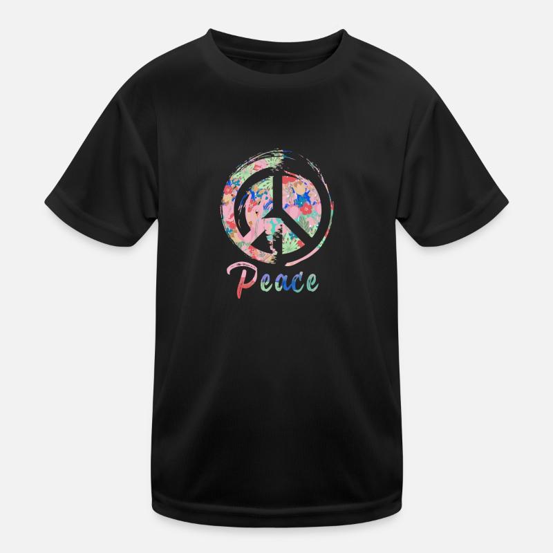 peace, pink,friede,graffiti,blau,bunt,schrift - Kinder Funktions-T-Shirt - Schwarz