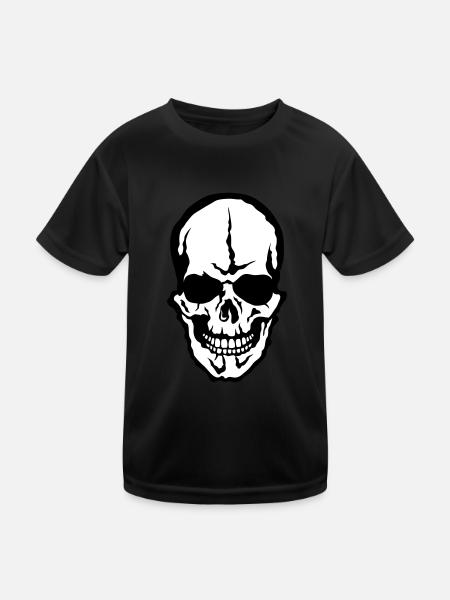 Kopf des Todes skull crane - Kinder Funktions-T-Shirt - Schwarz - Vorne