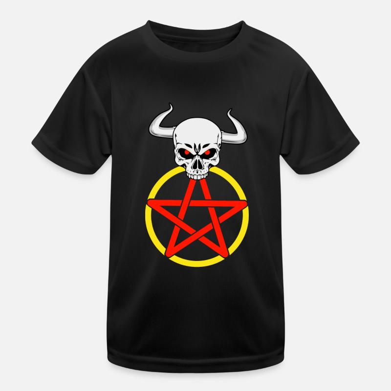 Satan Satanic Devil Pentagram Horns Horror Kids Functional T-Shirt