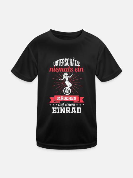 Einrad Mädchen Spruch - Kinder Funktions-T-Shirt - Schwarz - Vorne
