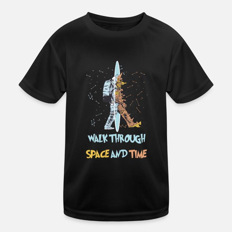 Astronaut walks through Space & Time Dimension Portal Kids Functional T-Shirt