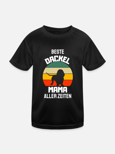 Hundebesitzer Mama Retro Muttertag Geschenk Dackel - Kinder Funktions-T-Shirt - Schwarz - Vorne