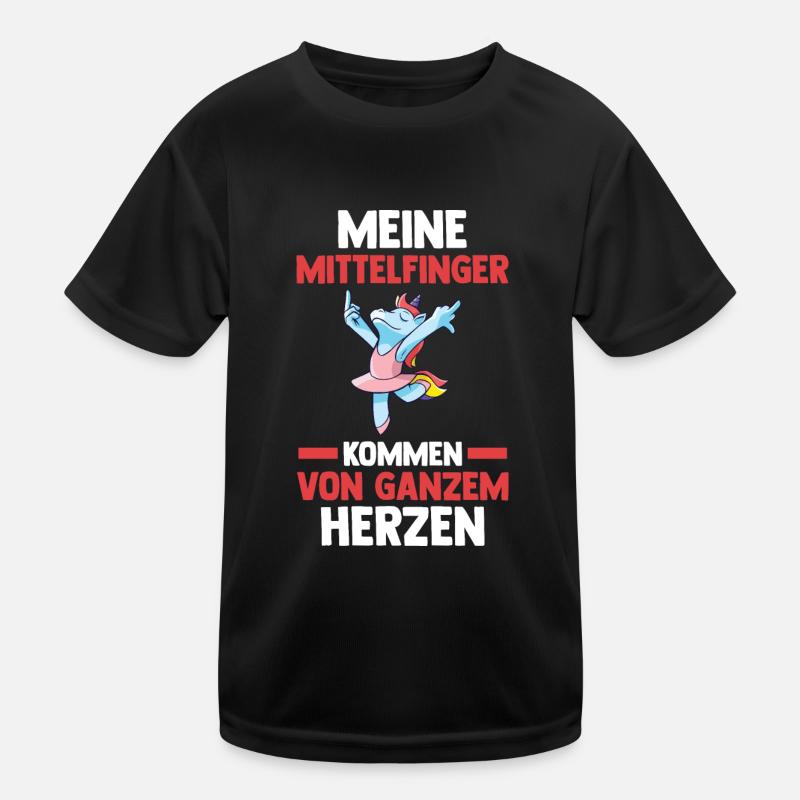 Mittelfinger Einhorn Kinder Funktions-T-Shirt