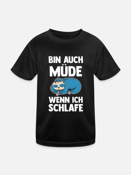 Ich Bin Auch Müde Wenn Ich Schlafe Faultier - Kinder Funktions-T-Shirt - Schwarz - Vorne
