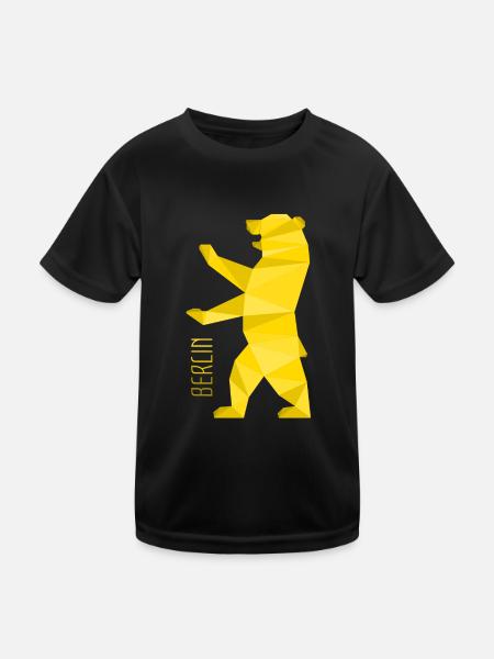 Berlin Bär - Kinder Funktions-T-Shirt - Schwarz - Vorne