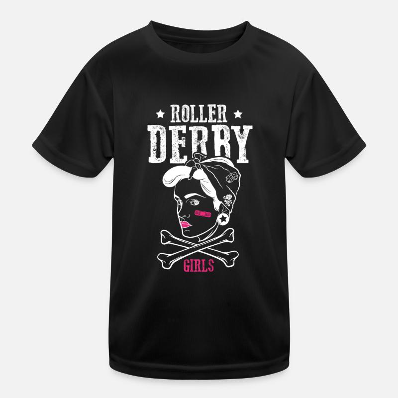 Roller Derby Skater Girl Rollerblading Inline Kids Functional T-Shirt
