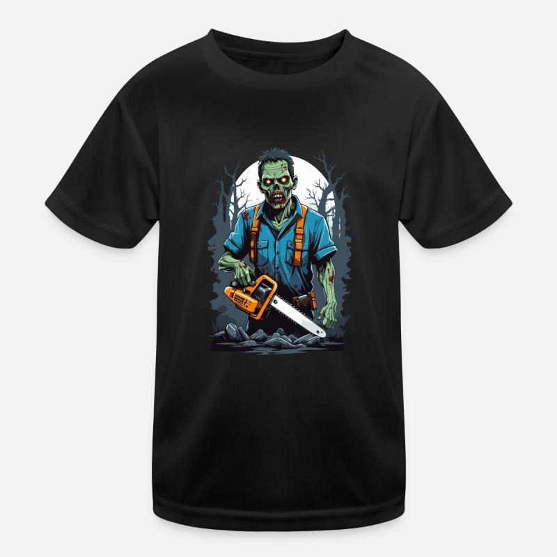 Zombie with chainsaw Kids Functional T-Shirt