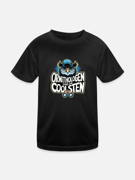 Ornithologen sind die Coolsten lustige Eule - Kinder Funktions-T-Shirt - Schwarz - Vorne