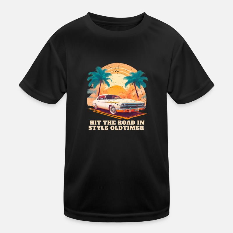 Oldtimer stile - Kinder Funktions-T-Shirt - Schwarz