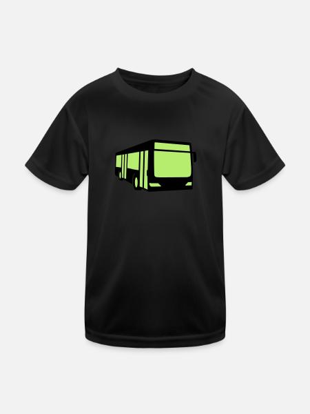 Bus - Kinder Funktions-T-Shirt - Schwarz - Vorne