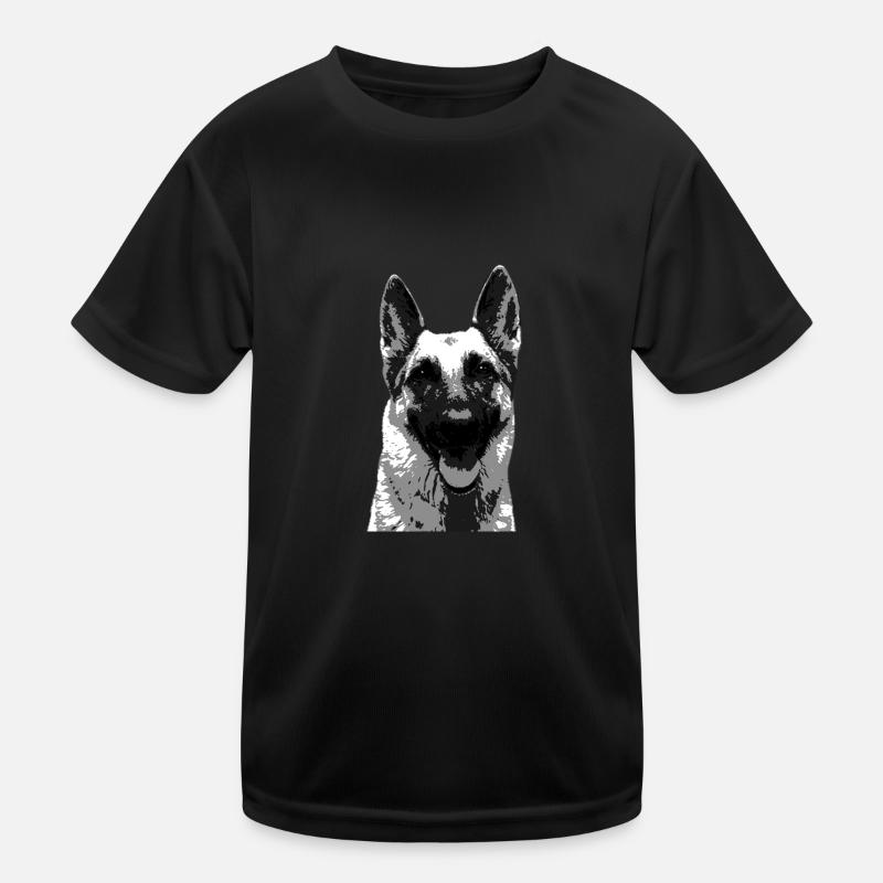 Schäferhund - deutscher Schäferhund Kopf Geschenk - Kinder Funktions-T-Shirt - Schwarz