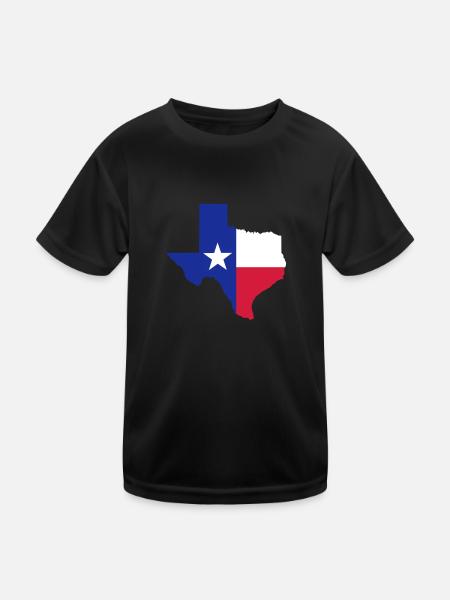 Texas - Kinder Funktions-T-Shirt - Schwarz - Vorne