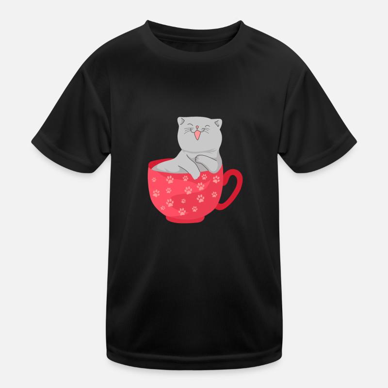 BKH Cat in a Cup of Coffee Cats Gift Kids Functional T-Shirt