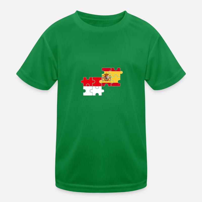 Indonesien Spanien Flagge Spanisch Indonesier Kinder Funktions-T-Shirt