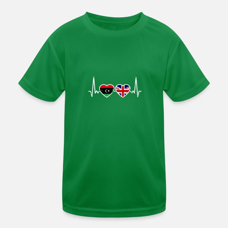 Libye Royaume-Uni Vintage Heartbeat drapeau libyen T-shirt sport Enfant