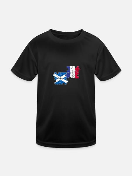 Schottland Frankreich Vintage Flagge Schotte - Kinder Funktions-T-Shirt - Schwarz - Vorne