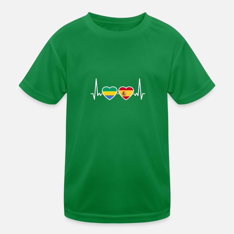 Gabun Spanien Herzschlag Flagge Spanisch Gabuner Kinder Funktions-T-Shirt