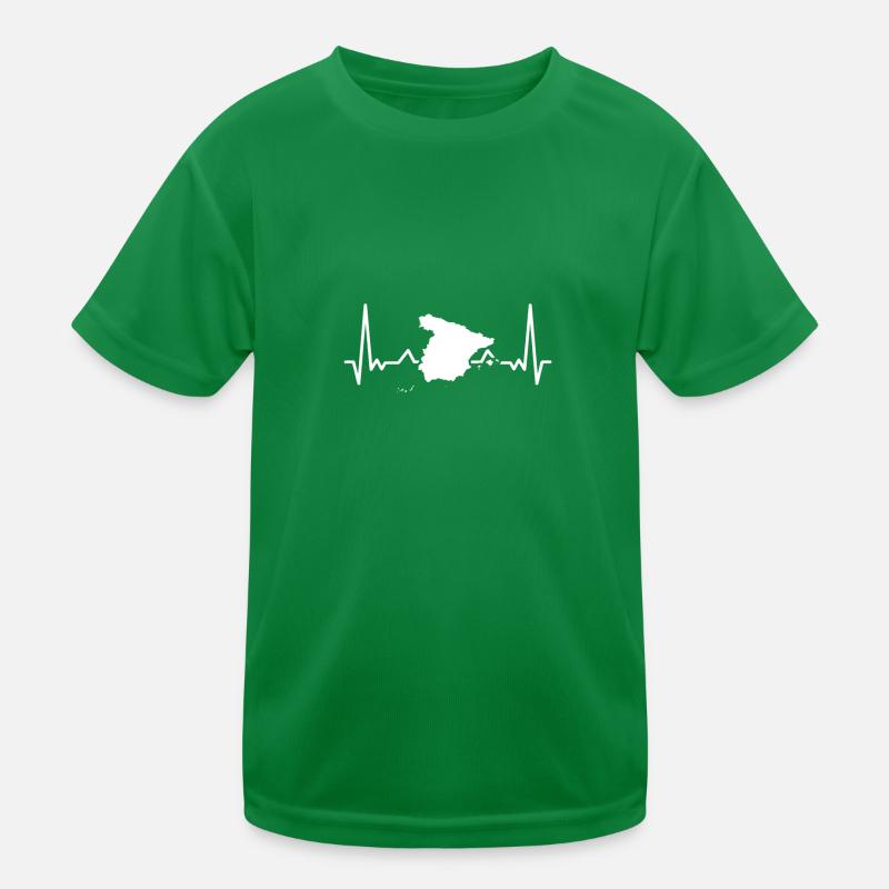 Spain Map Heartbeat Spanish Spaniards Kids Functional T-Shirt