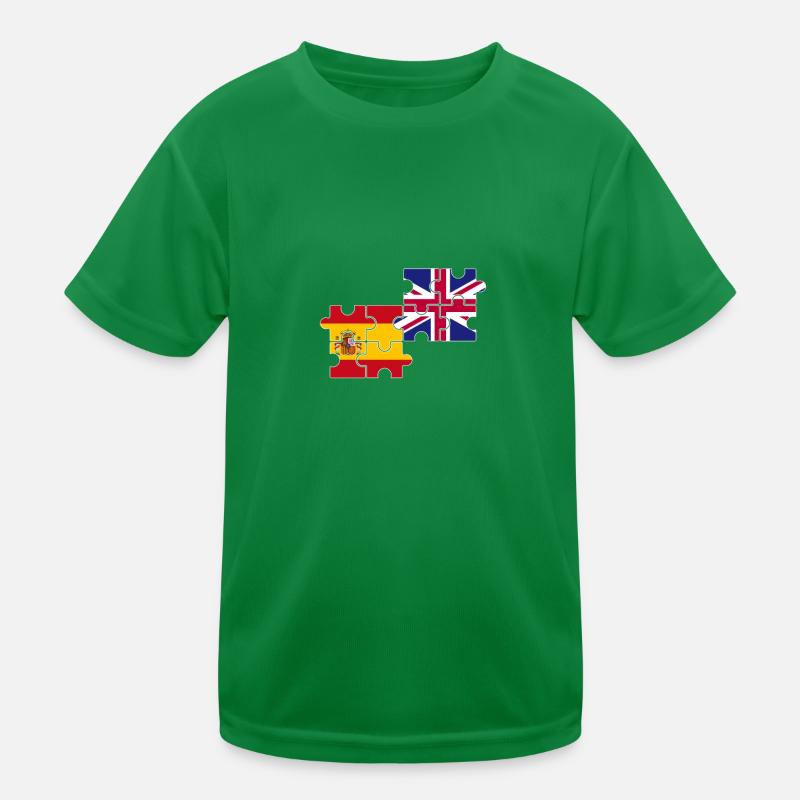 Spain UK Flag British Spanish Kids Functional T-Shirt