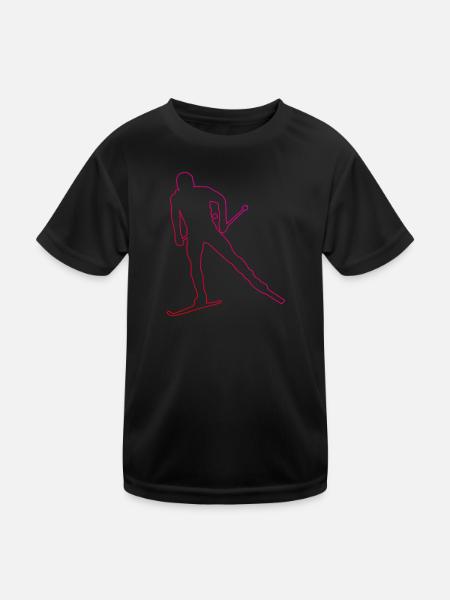 Ski de fond Patinage Patinage de fond Femmes Hommes - T-shirt sport Enfant - noir - Devant