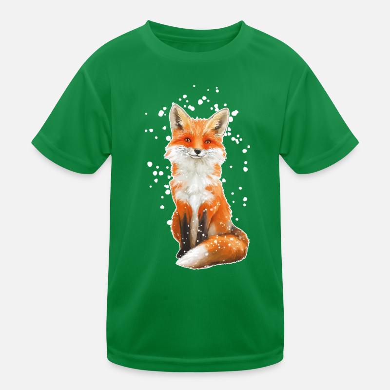 Fuchs mit Schneeflocken Kinder Funktions-T-Shirt
