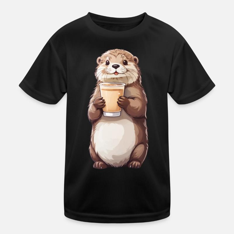 Otter Latte Lover Coffee Design T-shirt sport Enfant