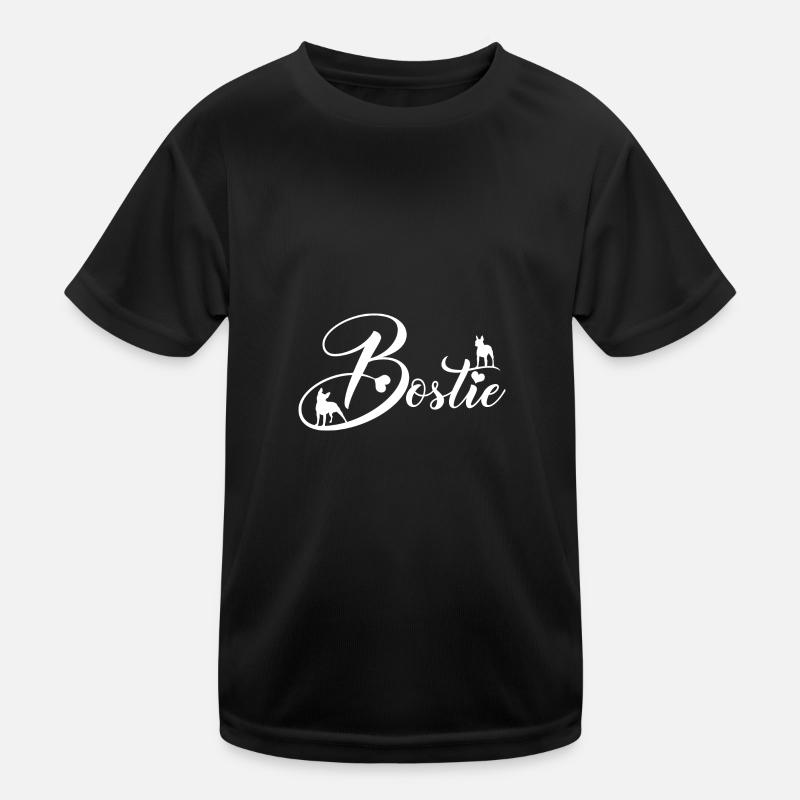 Bostie Boston Terrier with Decorative Font Kids Functional T-Shirt