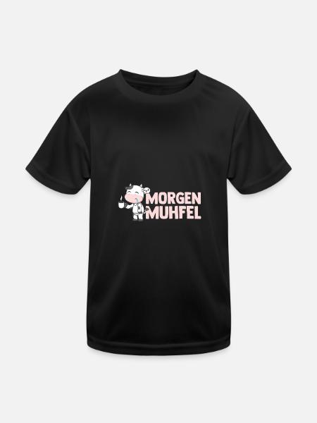 cow farmer farmer morning mill - Kids Functional T-Shirt - black - Front