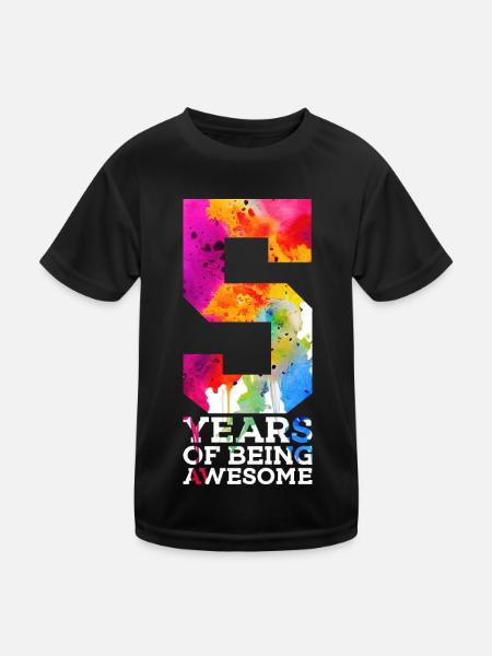5 ANS D’ÊTRE GÉNIAL 5E ANNIVERSAIRE - T-shirt sport Enfant - noir - Devant