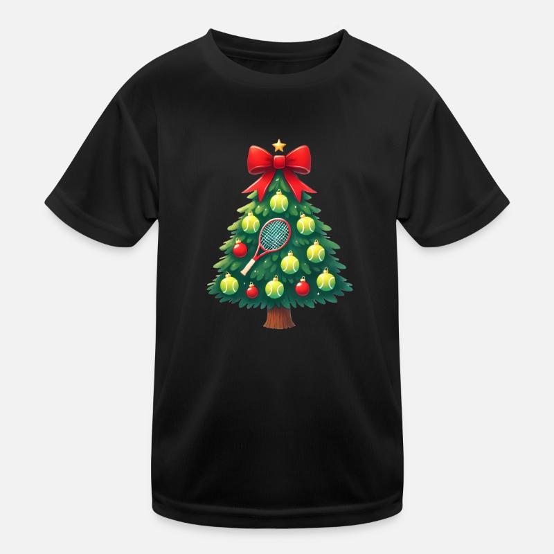 Festliches Tennis-Weihnachtsbaum-Design Kinder Funktions-T-Shirt