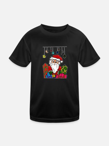 Chemise cadeau Père Noël Nicolas - T-shirt sport Enfant - noir - Devant
