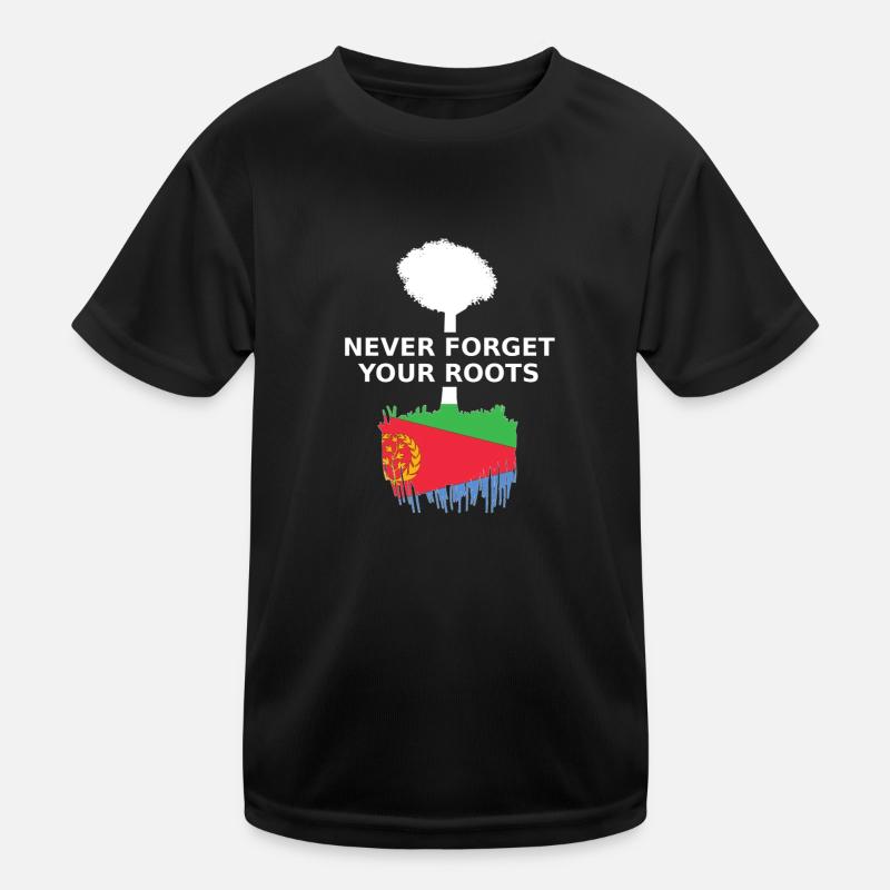 Eritrea Roots - Kinder Funktions-T-Shirt - Schwarz