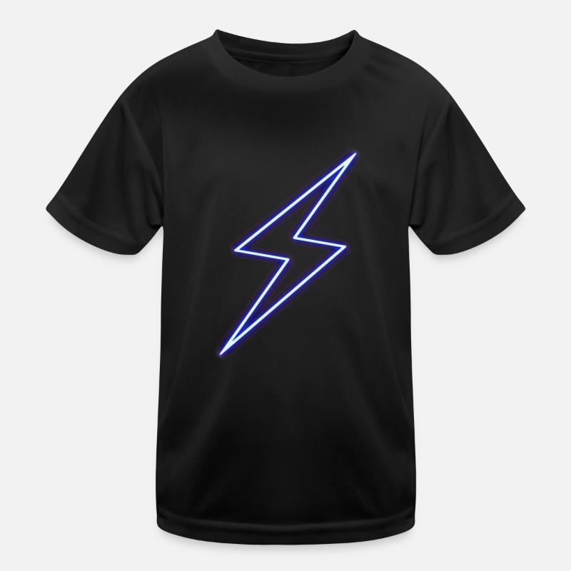 Neon Lightning Bolt - Kids Functional T-Shirt - black