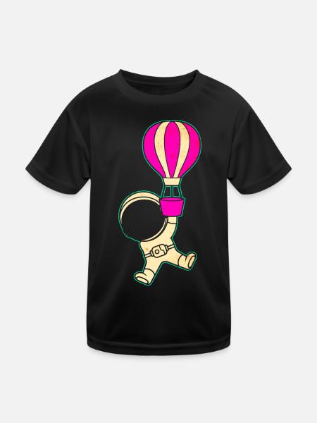 Astronaute Astronaute Montgolfière Astronaute - T-shirt sport Enfant - noir - Devant