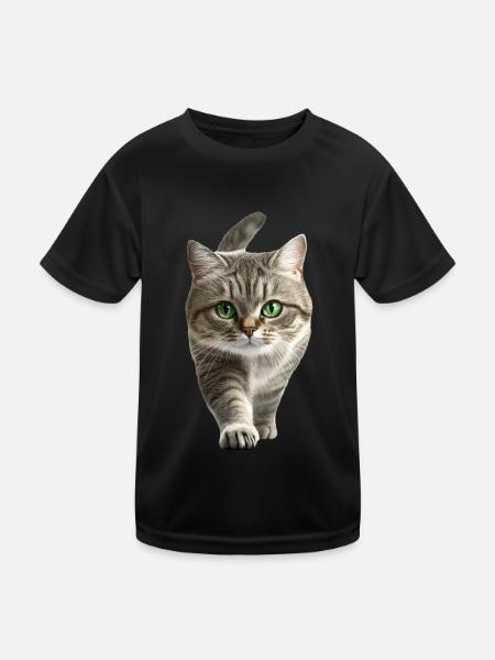 Exotische Kurzhaarkatze - Kinder Funktions-T-Shirt - Schwarz - Vorne